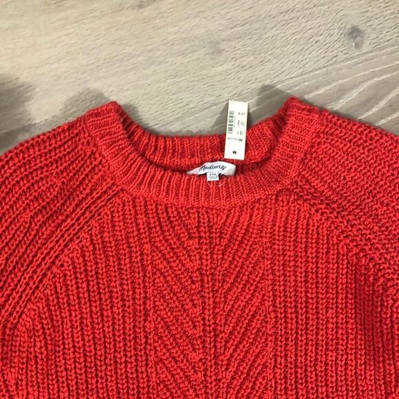 Madewell Pullover Sweater Womens Balloon Sleeve Red Fall Knit Cotton XXS - Picture 3 of 8